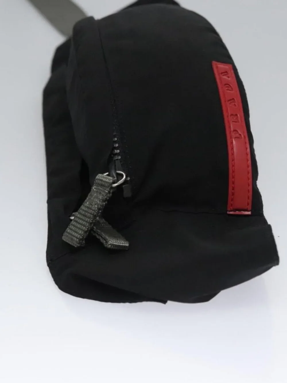 PRADA Sports Waist Bag Nylon Black Gray Silver Auth ar13262